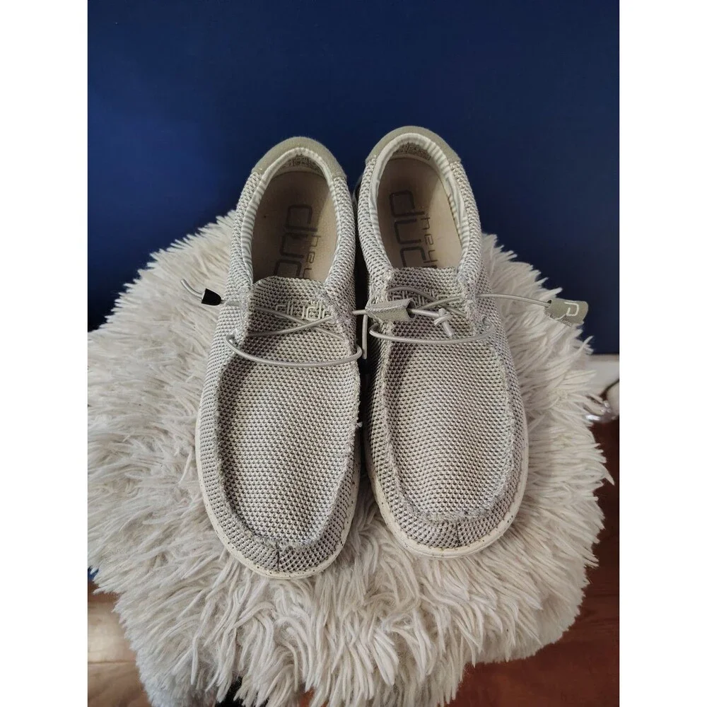 Hey Dude Wally Sox Stone White Grey Comfort Casual Shoes Slip On Men's 8